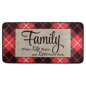 sinestour red buffalo plaid kitchen rugs non slip kitchen mats family doormat bathroom runner area rug for home decor, washable, 39 x 20 inch
