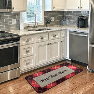 Sinestour Custom Red Buffalo Plaid Kitchen Rugs Non Slip Kitchen Mats Doormat Bathroom Runner Area Rug for Home Decor, Washable, 39 x 20 Inch