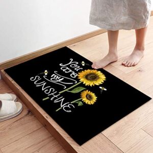 Shinyhouse Kitchen Rugs and Mats Non Slip Washable Farm Honey Bees Sunflower Black Absorbent Doormat Home Decor Kitchen Bathroom Laundry Living Room, 20x31.5in, 20210510-LX-123456-SLXM07487MDACRAI