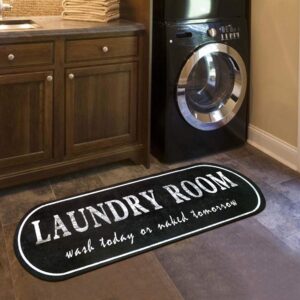 USTIDE Black and White Laundry Mats, Non Skid Washable Laundry Room Rug Runner, Thick Comfort Laundry Mat for Laundry Room, 19.7X51.2Inch - Vintage