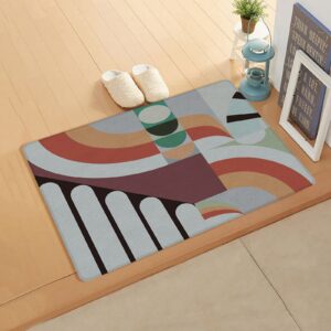 geometric abstract antifatigue kitchen bath door mat cushioned runner rug,washable welcome floor sink mat,rertro middle century multi colored geometric waterproof comfort standing doormat,24"x36"