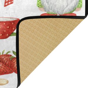 Strawberry Red Berries Kitchen Rugs Floor Mat Anti Fatigue Kitchen MatsFarmhouse Non Skid Washable Bath Rug Runner Doormats Carpet Sink Mat Carpet Doormats for Home Decor 39" X 20"