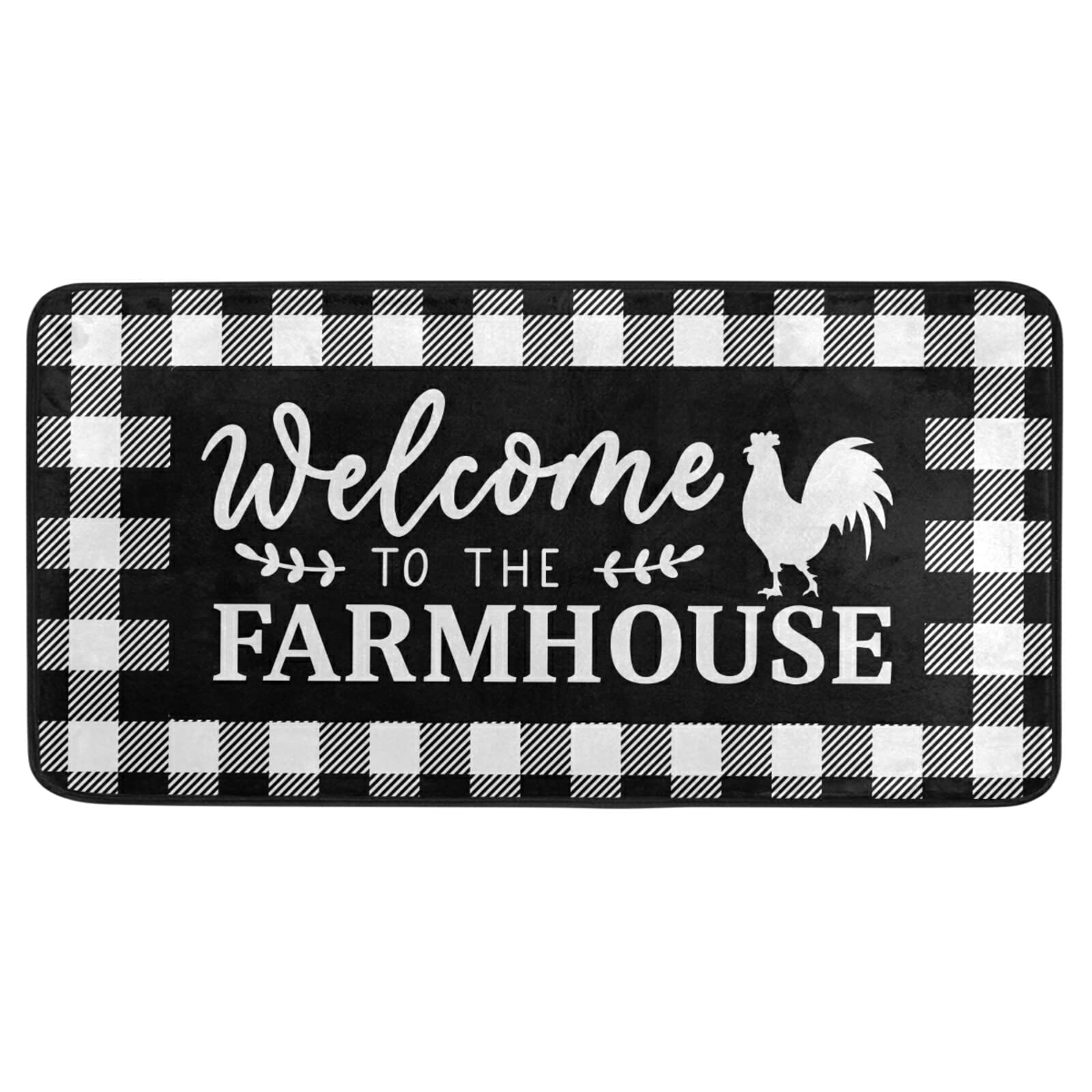 innewgogo Buffalo Plaid Farmhouse Kitchen Rug Floor Mat 39 Inch x 20Inch, Anti Fatigue Kitchen Mats for Home Decor Comfort Standing Mats Waterproof Kitchen Carpet