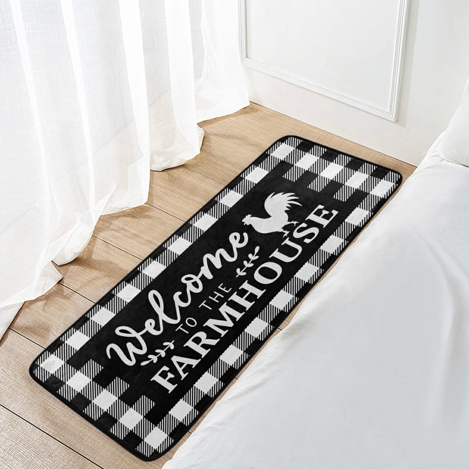 innewgogo Buffalo Plaid Farmhouse Kitchen Rug Floor Mat 39 Inch x 20Inch, Anti Fatigue Kitchen Mats for Home Decor Comfort Standing Mats Waterproof Kitchen Carpet