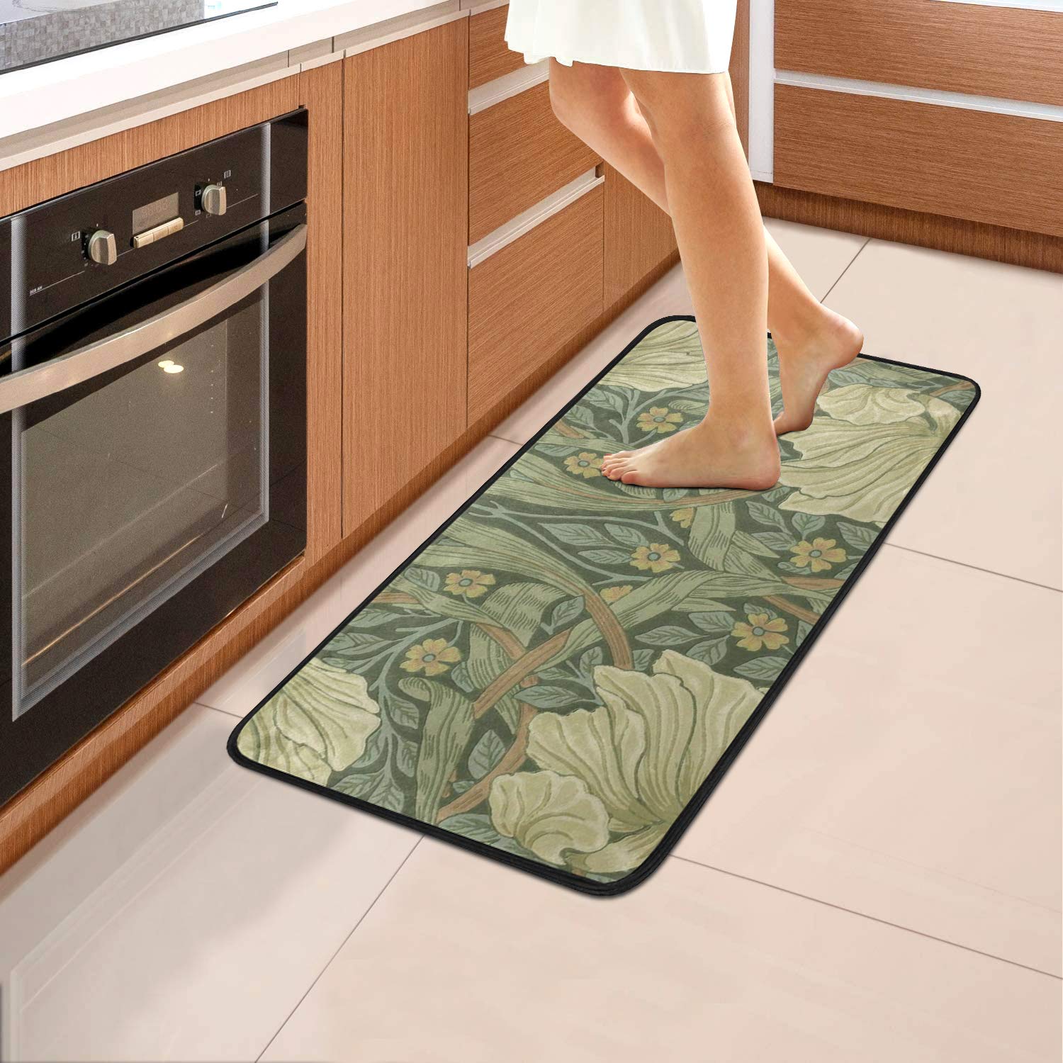 ALAZA William Morris Kitchen Rugs, Kitchen Mat Doormat for Kitchen Bathroom Decor 39 x 20 Inch William Morris Prints 03