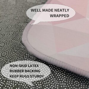 Pink Kitchen Mats and Rugs Set of 2, Washable Absorbent Geometric Kitchen Runner Rug Carpet Pink and Grey Anti-Fatigue Geometric Ombre Color Comfort Mat for Kitchen Bathroom Laundry