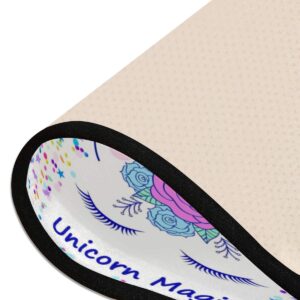 Unicorn Hand Bath Rug Runner Cream Unicorn Magic Non Slip Area Mat Rugs for Bathroom Kitchen Entryway Shaggy Rug Soft Bedroom Carpet 72"x 24"