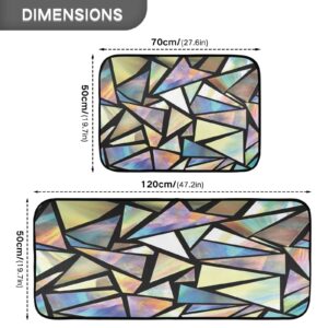 Kigai Iridescent Triangles Abstract Kitchen Rug,Set of 2 Decoration Non Skid Washable Soft Super Absorbent Anti Kitchen Floor Mats for Kitchen Office Laundry Room Bathroom (19"x27"+19"x47")