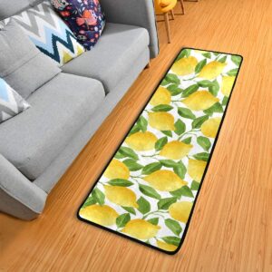 Lemon Bath Rug Runner Yellow Lime Tree Non Slip Area Mat Rugs for Bathroom Kitchen Entryway Shaggy Rug Soft Bedroom Carpet 72"x 24"