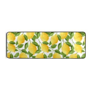 Lemon Bath Rug Runner Yellow Lime Tree Non Slip Area Mat Rugs for Bathroom Kitchen Entryway Shaggy Rug Soft Bedroom Carpet 72"x 24"