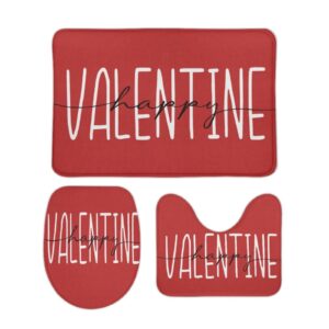 royalours valentines day kitchen rugs set of 3,valentines anniversary wedding holiday red happy valentine day quote words decorative low-profile mats for home kitchen bathroom rug