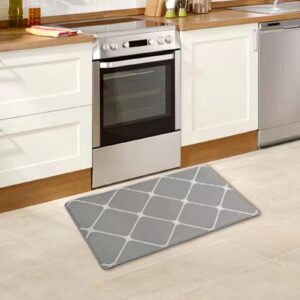 LitheMeta, Anti-Fatigue Kitchen Rug, Waterproof Non-Slip Kitchen mat and Carpet Heavy Duty PVC Ergonomic Comfort Foam Carpet, Suitable for Kitchen, Floor Home, Office, Sink, Laundry(17.3x30, Grey)