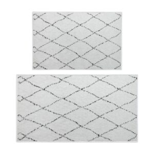 sussex home non skid washable kitchen runner rugs set of 2 - ultra-thin lattice area rugs for laundry room, entryway, bathroom - multipurpose set of 44 x 24 and 31.5 x 20 inches floor mats