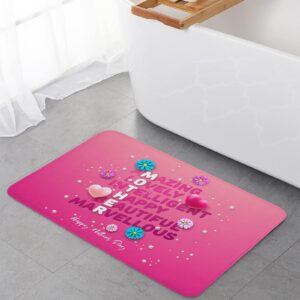 LOT BASIC Happy Mother's Day Kitchen Mats Set of 2, Water Absorbent & Anti-Slip Kitchen Rugs, Comfort Floor Mat for Kitchen, Office, Laundry, 18x30in+18x48in Copywriting Flower Love Heart