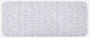ambesonne botanical kitchen mat, repetitively scattered leafy branches in soft sky tones spring themed concept, plush decorative kitchen mat with non slip backing, 47" x 19", lavender blue