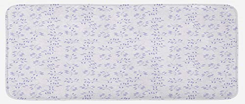 Ambesonne Botanical Kitchen Mat, Repetitively Scattered Leafy Branches in Soft Sky Tones Spring Themed Concept, Plush Decorative Kitchen Mat with Non Slip Backing, 47" X 19", Lavender Blue