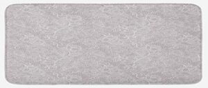 ambesonne paisley kitchen mat, middle eastern ethnic vintage floral pattern leaves classic bohemian pastel, plush decorative kitchen mat with non slip backing, 47" x 19", pale mauve coconut