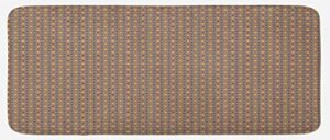 ambesonne polka dot kitchen mat, repetitive pattern of colorful design minimalist rounds on dark mauve taupe back, plush decorative kitchen mat with non slip backing, 47" x 19", multicolor