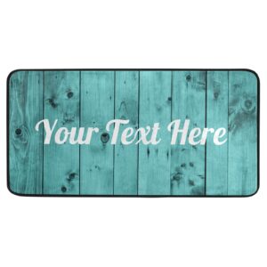 custom teal turquoise green wooden kitchen rugs non slip home sweet home kitchen mats bath rug livingroom doormats for home decor, washable, 39 x 20 inch