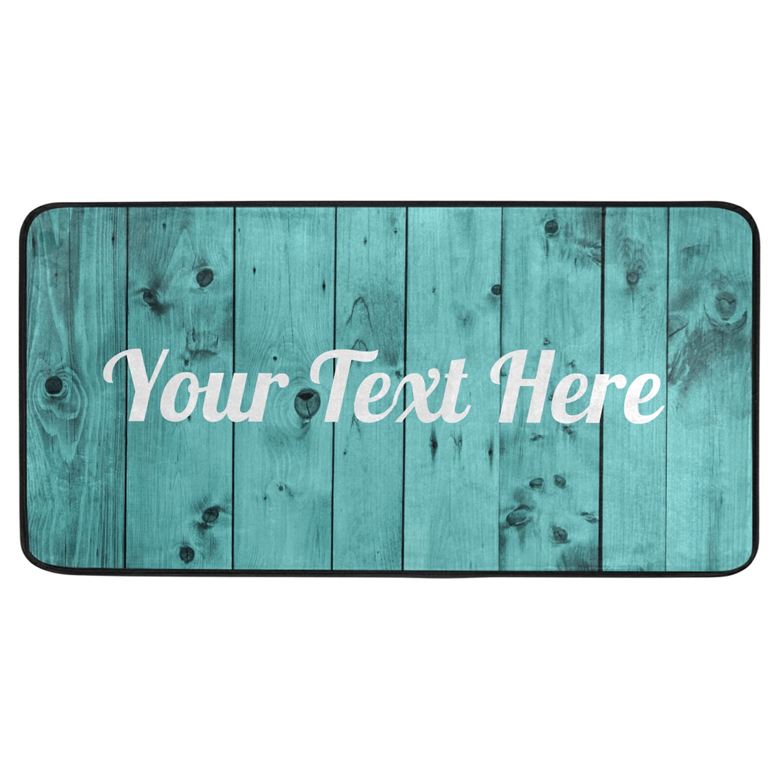 Custom Teal Turquoise Green Wooden Kitchen Rugs Non Slip Home Sweet Home Kitchen Mats Bath Rug livingroom Doormats for Home Decor, Washable, 39 x 20 Inch