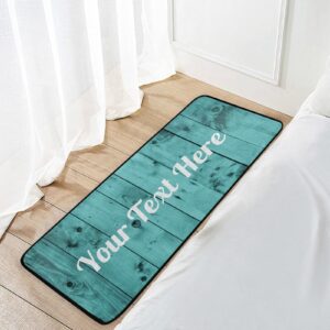 Custom Teal Turquoise Green Wooden Kitchen Rugs Non Slip Home Sweet Home Kitchen Mats Bath Rug livingroom Doormats for Home Decor, Washable, 39 x 20 Inch