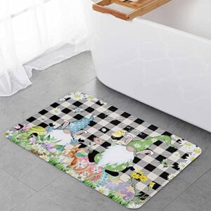 Daisy Flower 2 PCS Cushioned Anti-Fatigue Kitchen Mats and Rugs,Easter Gnomes Egg Bunny Tulip Black Plaid Holiday Absorbent Bath Mat Non-Slip Area Rug Accent Runner Floor Carpet Doormat Standing Mat