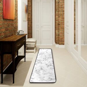 Kitchen Rugs 72 x 24 Inch White Marble Cushioned Anti Fatigue Kitchen Mats Waterproof Non Slip for Kitchen, Floor Home, Office, Sink, Laundry