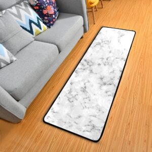 Kitchen Rugs 72 x 24 Inch White Marble Cushioned Anti Fatigue Kitchen Mats Waterproof Non Slip for Kitchen, Floor Home, Office, Sink, Laundry