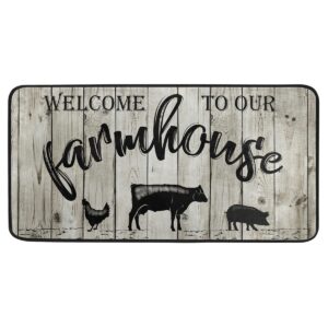 emelivor farmhouse kitchen rug floor mat welcome washable pig rooster cow kitchen mats for floor comfort mat for rustic decor 39 x 20 inch