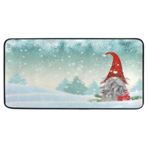 christmas gnome standing snowfall winter kitchen rugs non-slip kitchen mats bath runner rug doormats area mat rugs carpet for home decor 39" x 20"