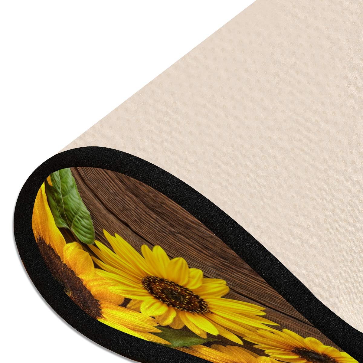 Sunflower Runner Rug, Wood Board Print Bath Rug Non-Slip Soft Kitchen Mat Doormat Large Runner Carpet 72" X 24"