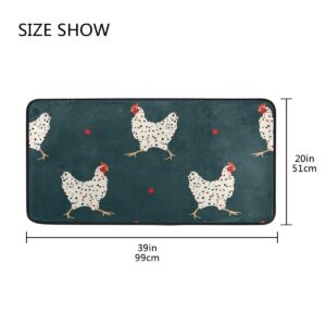 susiyo Kitchen Mat Cute Hens Stylized Chicken Kitchen Rug Mat Anti-Fatigue Comfort Floor Mat Non Slip Oil Stain Resistant Easy to Clean Kitchen Rug Bath Rug Carpet for Indoor Outdoor Doormat