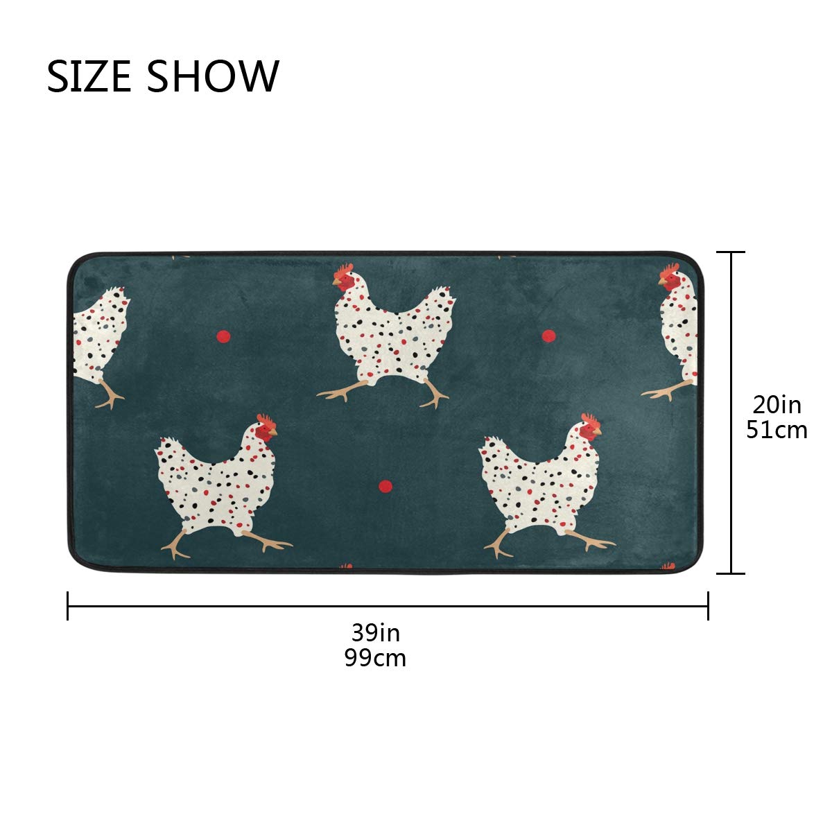 susiyo Kitchen Mat Cute Hens Stylized Chicken Kitchen Rug Mat Anti-Fatigue Comfort Floor Mat Non Slip Oil Stain Resistant Easy to Clean Kitchen Rug Bath Rug Carpet for Indoor Outdoor Doormat