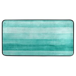 kitchen rugs teal turquoise green wood non-slip kitchen mats bath runner rug doormats area mat rugs carpet for home decor 39" x 20"…