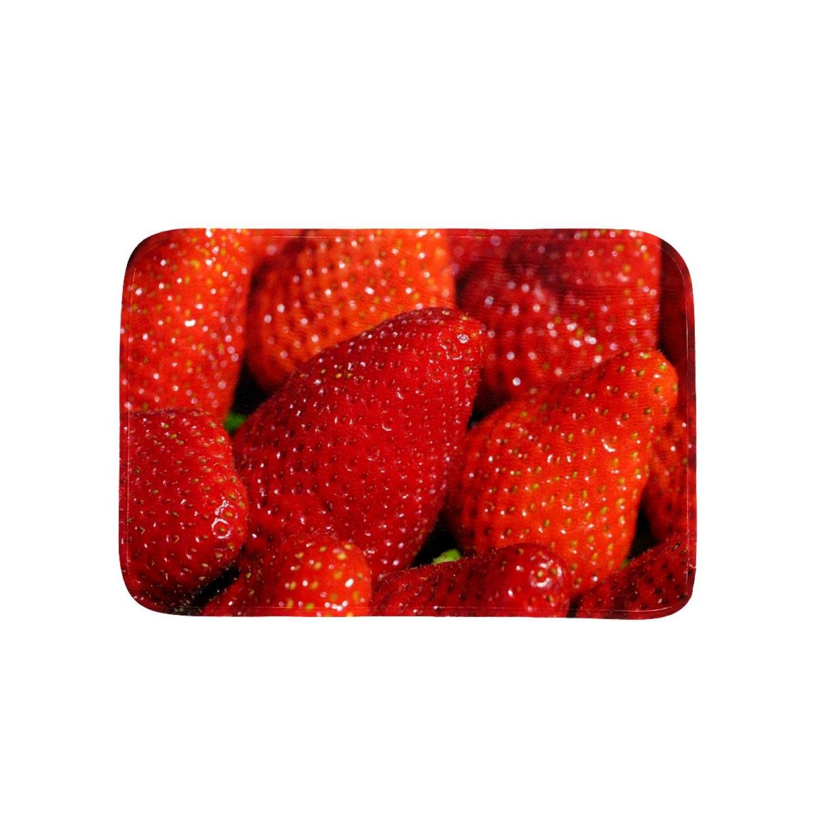 Red Strawberries Kitchen Mat and Rugs Cushioned Anti-Fatigue Kitchen mats 16"x 24"Non Slip Waterproof Kitchen Mats and Rugs Ergonomic Comfort Mat for Kitchen Floor Home Office Sink Laundry