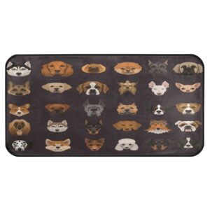 odawa dog face pattern kitchen rug cushioned anti-fatigue area rugs for laundry room bathroom restroom home decor