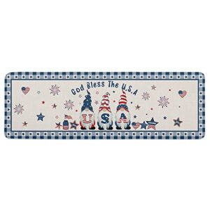 cushioned antifatigue kitchen mats and rugs,4th-of-july gnomes absorbent floor bath door mat,doormat accent runner carpet washable indoor comfort standing mat independence day red blue stars burlap