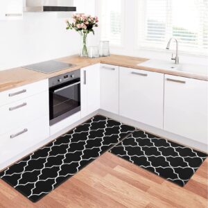 2pcs kitchen rugs mats, non-slip waterproof kitchen rug oil-proof floor mat leather pvc scrub the doormat for living room, bedroom, kitchen