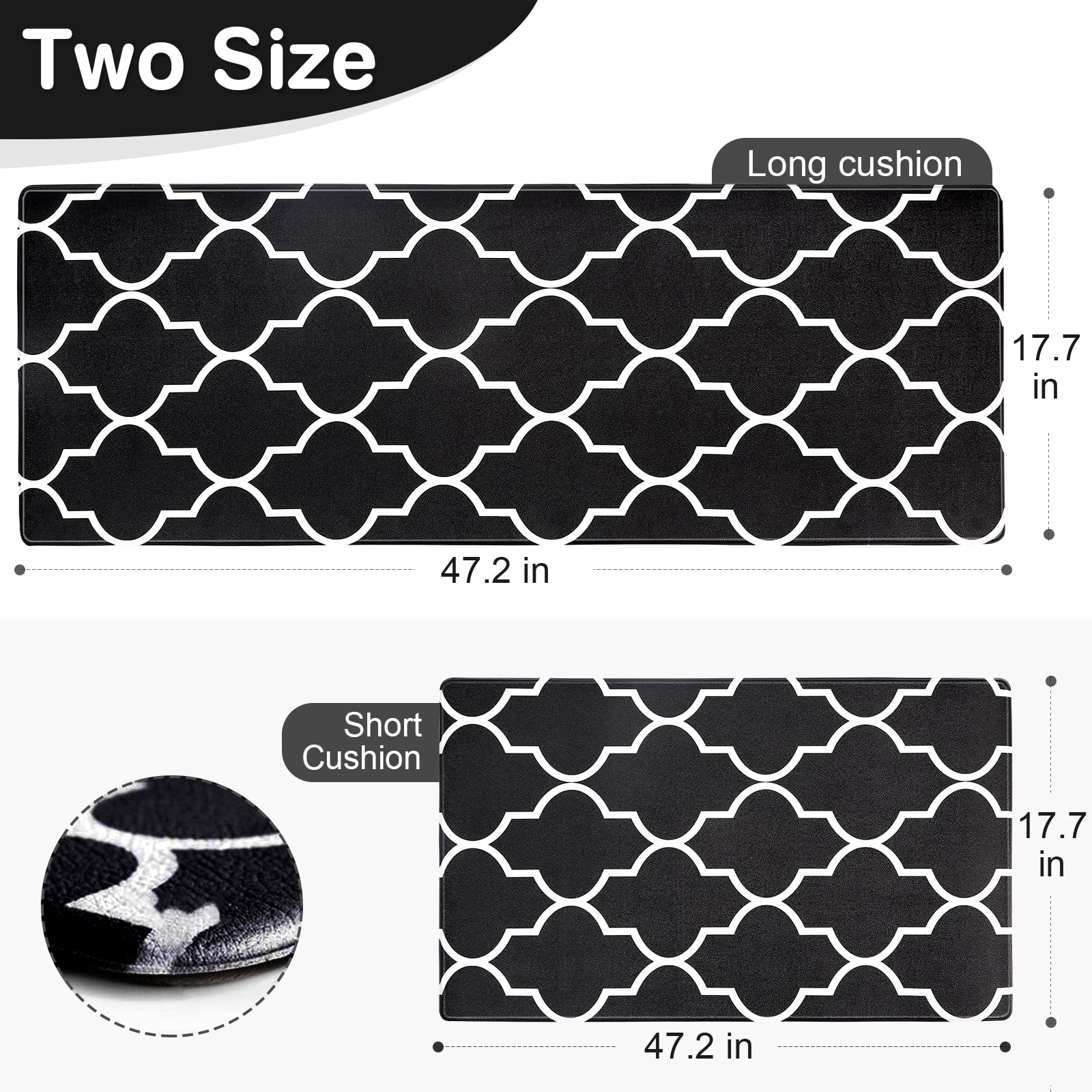 2Pcs Kitchen Rugs Mats, Non-Slip Waterproof Kitchen Rug Oil-Proof Floor Mat Leather PVC Scrub The Doormat for Living Room, Bedroom, Kitchen