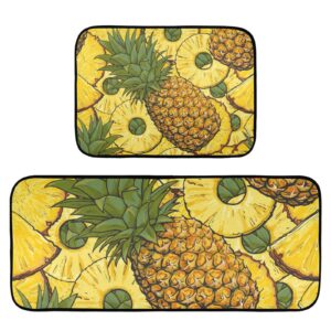 boenle kitchen rugs and mats non skid washable kitchen rug set 2 piece tropical pineapple exotic fruits carpet ergonomic comfort standing mat for kitchen,bathroom, laundry