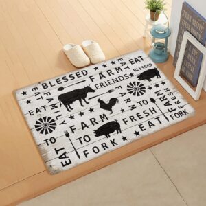 jolunifun vintage farm animal home antifatigue kitchen bath door mat cushioned runner rug, washable welcome floor sink mat, waterproof & non-slip comfort standing doormat for kitchen, 18"x30"