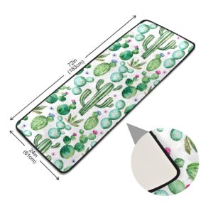 Cactus Bath Rug Runner Green Succulents Plants Floral Flower Non Slip Area Mat Rugs for Bathroom Kitchen Entryway Shaggy Rug Soft Bedroom Carpet 72"x 24"