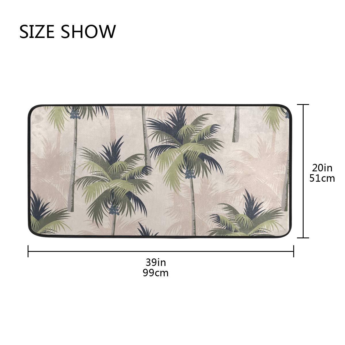 Kitchen Rugs Runner Vintage Tropical Palm Trees Comfort Floor Mat Bath Mats Bed Desk Bathroom Area Rug Long Doormat Carpet Home Hotel