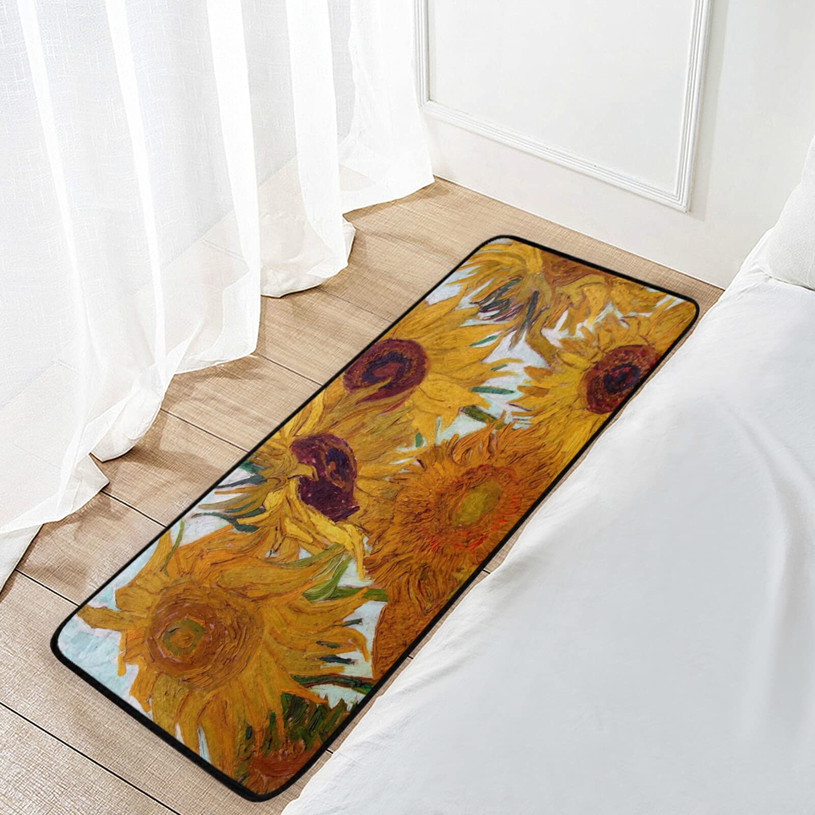 Kitchen Rug Mats Van Gogh Sunflower Bath Rug Runner Doormats Carpet for Home Decor, 39" X 20"