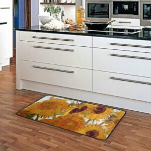 Kitchen Rug Mats Van Gogh Sunflower Bath Rug Runner Doormats Carpet for Home Decor, 39" X 20"