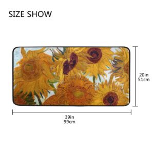 Kitchen Rug Mats Van Gogh Sunflower Bath Rug Runner Doormats Carpet for Home Decor, 39" X 20"