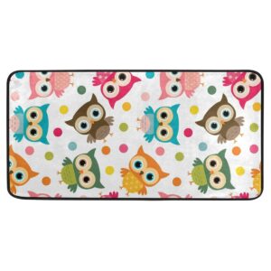 zzaeo kitchen rugs cute seamless colorful owl dot, 39 x 20 inch kitchen floor mat non slip standing mat