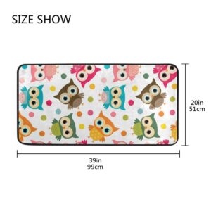 ZZAEO Kitchen Rugs Cute Seamless Colorful Owl Dot, 39 x 20 inch Kitchen Floor Mat Non Slip Standing Mat