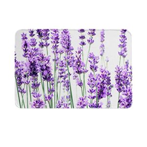 Door mat Kitchen Rug Idyllic Purple Lavender Flowers,Non Slip Door Mat Absorbent Front Carpet Country Floral Blooming,Soft Floor Mats for Bathroom Living Room Hallway Decor 18x30In