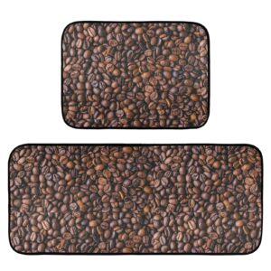 brown coffee beans kitchen mat set of 2 anti-fatigue kitchen rug set washable memory foam cushioned non slip kitchen runner rugs and mats comfort standing mat for office desk sink laundry home decor